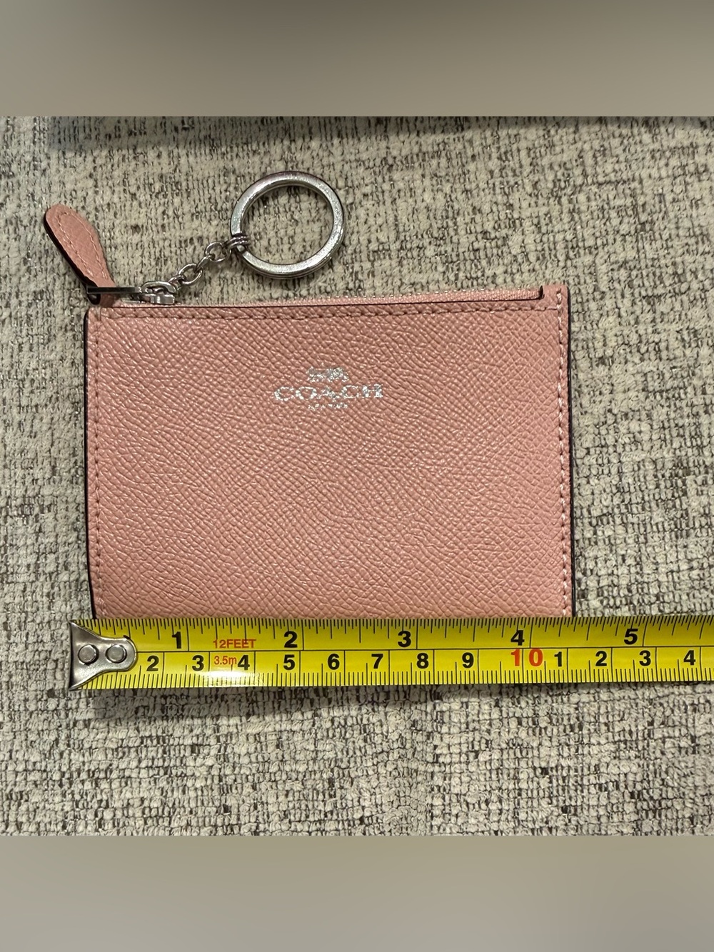 Coach Blush Pink Leather Card Holder with Key Ring